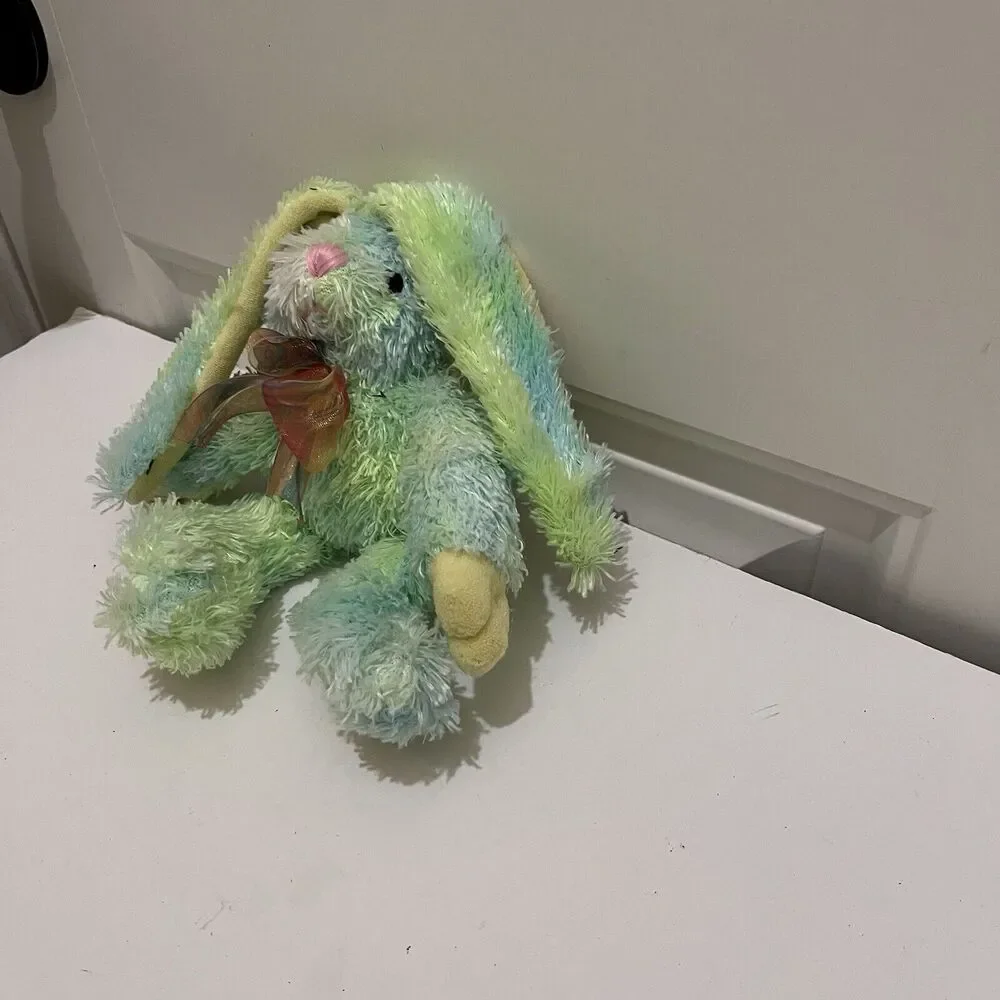 Atico International Green Tie Dye Fuzzy Bunny Rabbit Plush 7